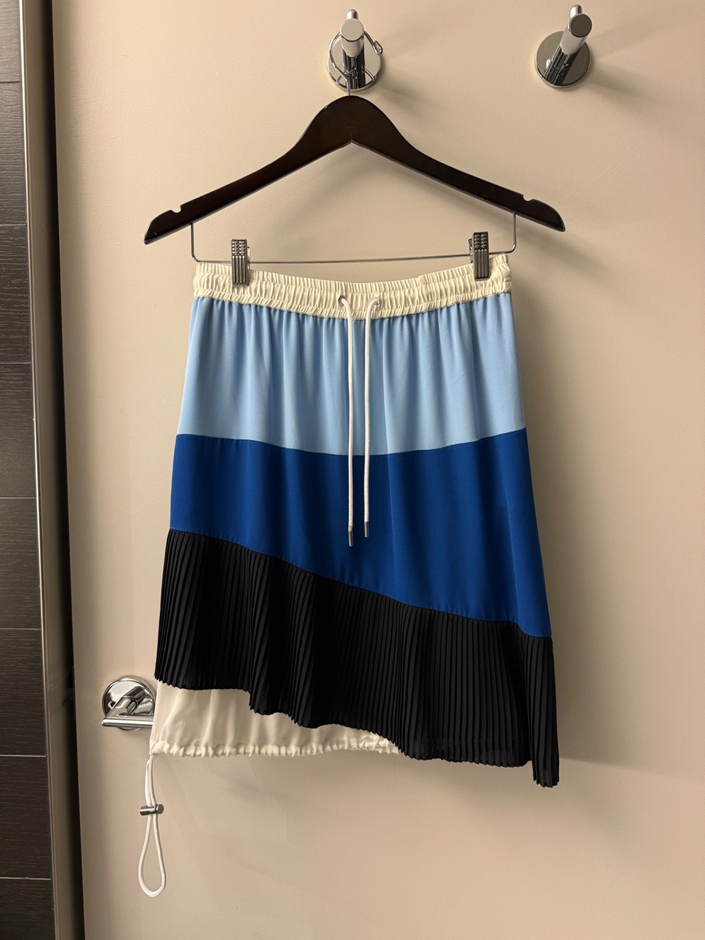 Public School Color Block Pleated Skirt Blue Cream Black Small - Picture 1 of 6
